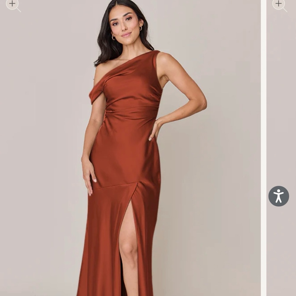 Revelry One-Shoulder Rust Color Dress